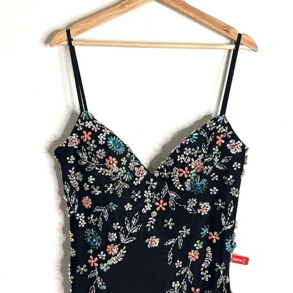 Mac Duggal MULTI COLOR embellished BEADED FLORAL CAMI GOWN black size 10 42006 - Picture 4 of 14